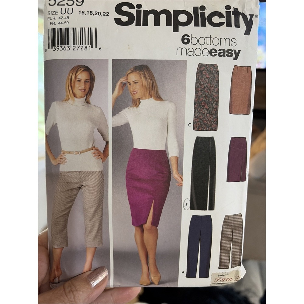 Simplicity 5259 Six Bottoms Made Easy sizes 16-22 Uncut Sewing Pattern